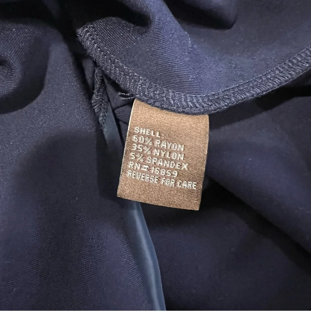 J. McLaughlin Leila NAVY Cap Sleeve Rollover Collar A line dress size X Small - Picture 10 of 12